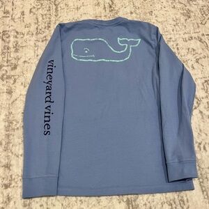 Vineyard Vines Boys Blue Long Sleeve Whale Tee Size Medium 12/14 VGUC